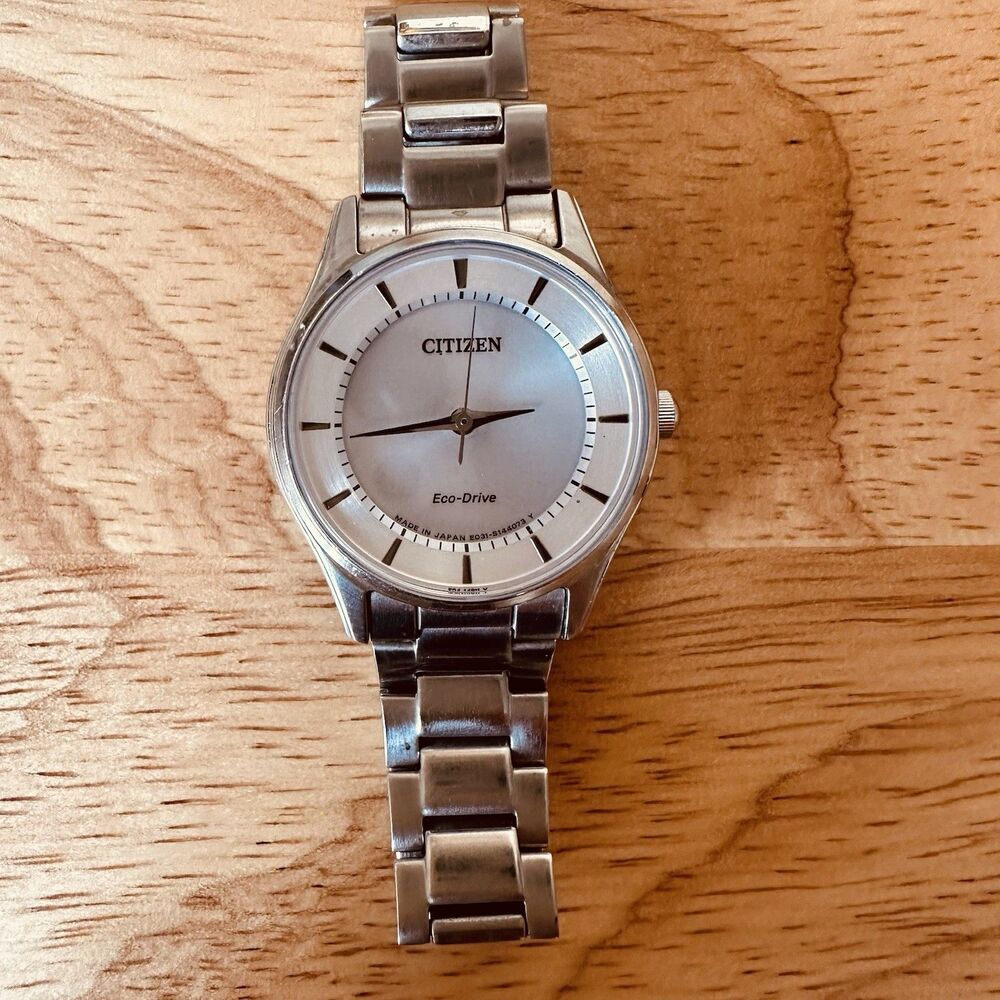 Citizen Eco-Drive E031-S103746 EY Silver St.Steel Watch with White Dial WORKS